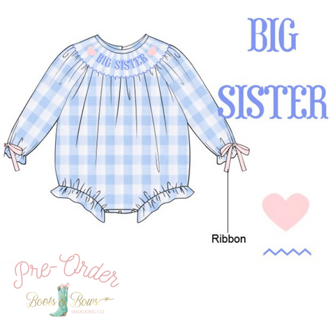 PRE-ORDER: Girls Big Sister Blue Check Bubble (ETA 12-15 Weeks)