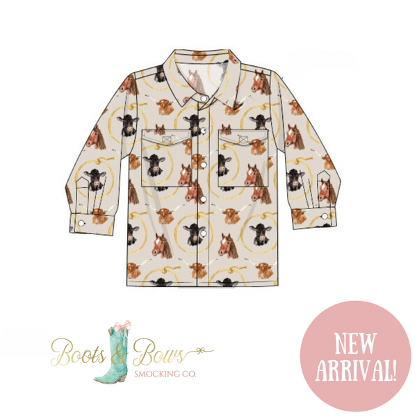 Boys Let's Rodeo Button-Up Shirt