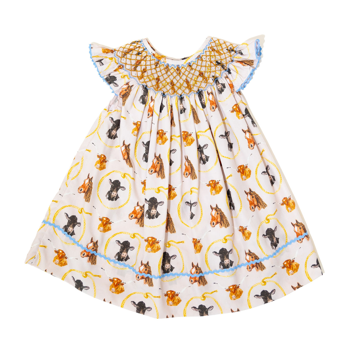 Girls Let's Rodeo Smocked Lattice Dress 24M