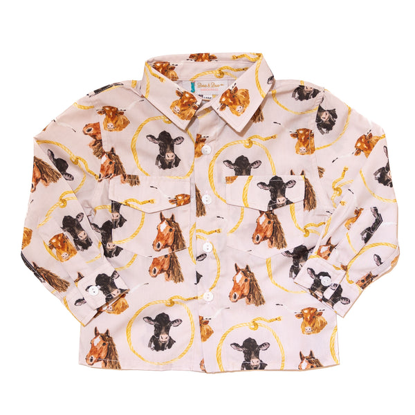Boys Let's Rodeo Button-Up Shirt