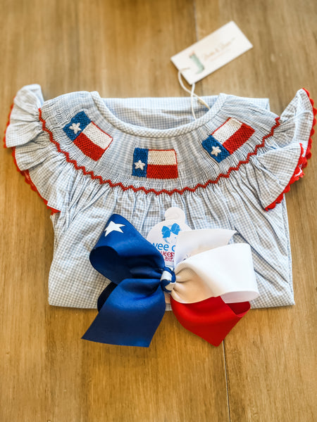 Wee Ones Texas Flag Hair Bow - King Size