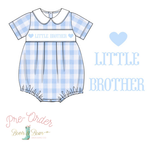 PRE-ORDER: Boys Little Brother Blue Check Bubble (ETA 12-15 Weeks)