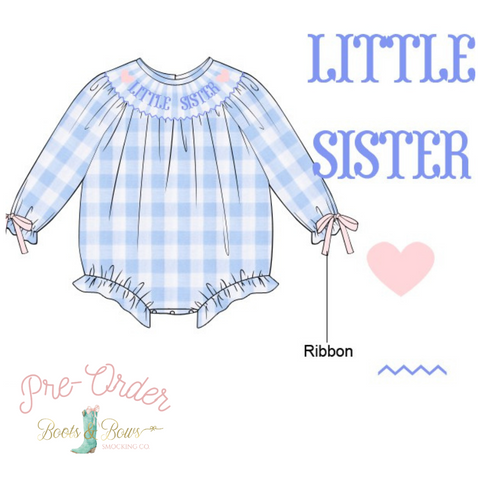 PRE-ORDER: Girls Little Sister Blue Check Bubble (ETA 12-15 Weeks)