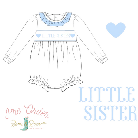 PRE-ORDER: Girls Little Sister Blue & White Bubble (ETA 12-15 Weeks)