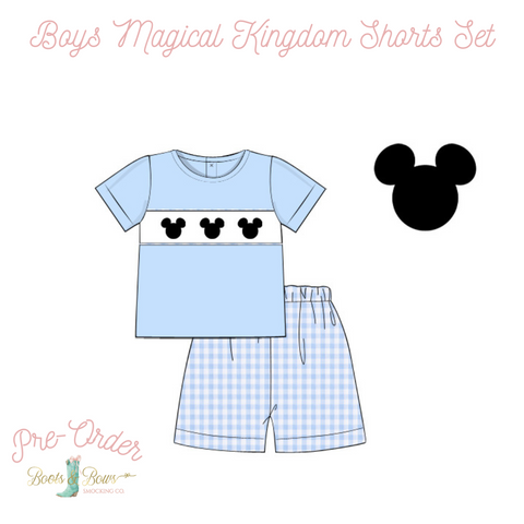PRE-ORDER: Boys Magical Kingdom Smocked Shorts Set (ETA 12-16 weeks from order date)