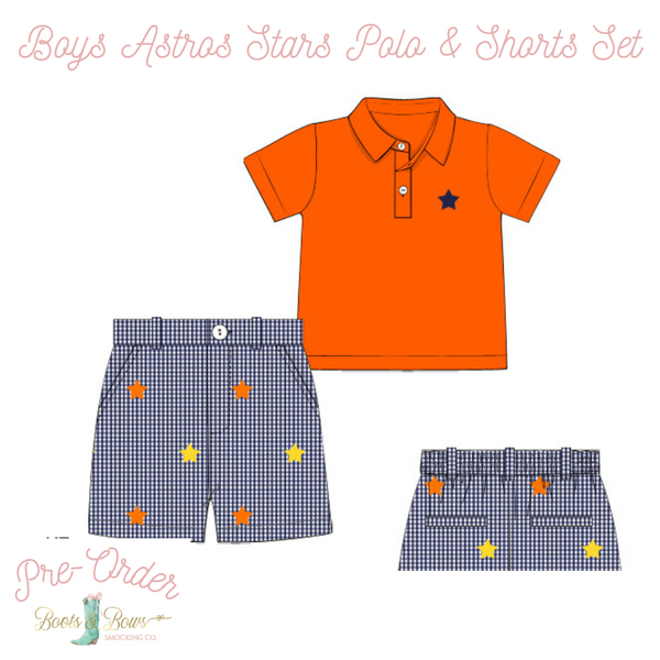 PRE-ORDER: Boys Astros Stars Polo & Shorts Set (ETA 12-15 weeks from order date)