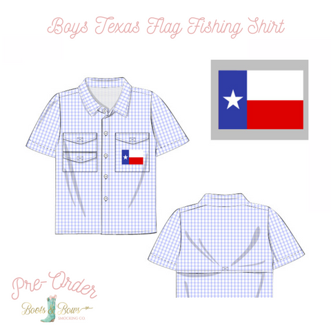 PRE-ORDER: Boys Texas Flag Fishing Shirt (ETA 12-15 weeks from order date)