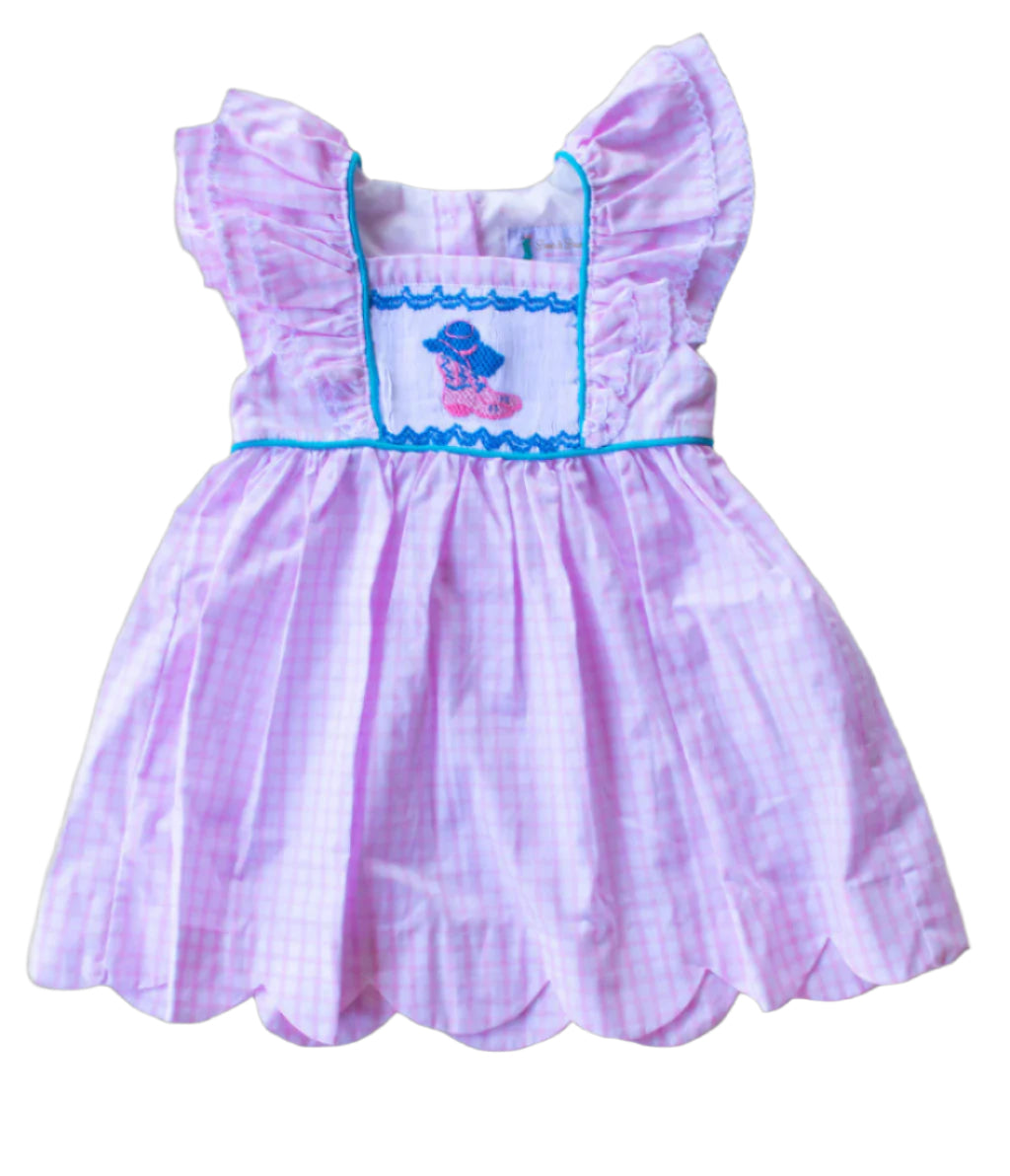 Pink Cowgirl Boot Dress Boots and Bows Smocking Co.