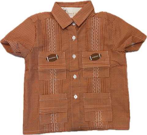 Boys Orange Gameday Guayabera