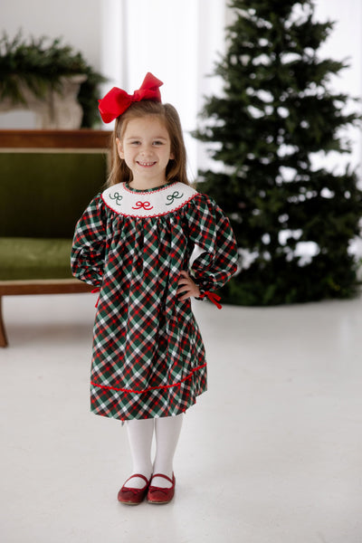 PRE-ORDER: Girls Green Plaid Bow Socks (ETA September)