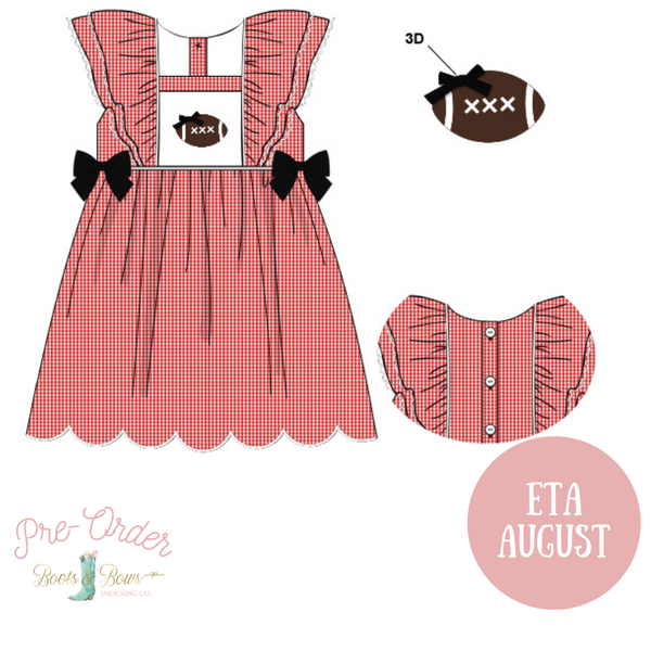 Girls Red Smocked Gameday Football Dress