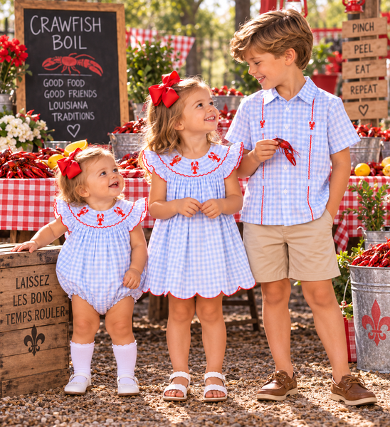PRE-ORDER: Girls Smocked Crawfish Bubble - 6M (ETA JANUARY)