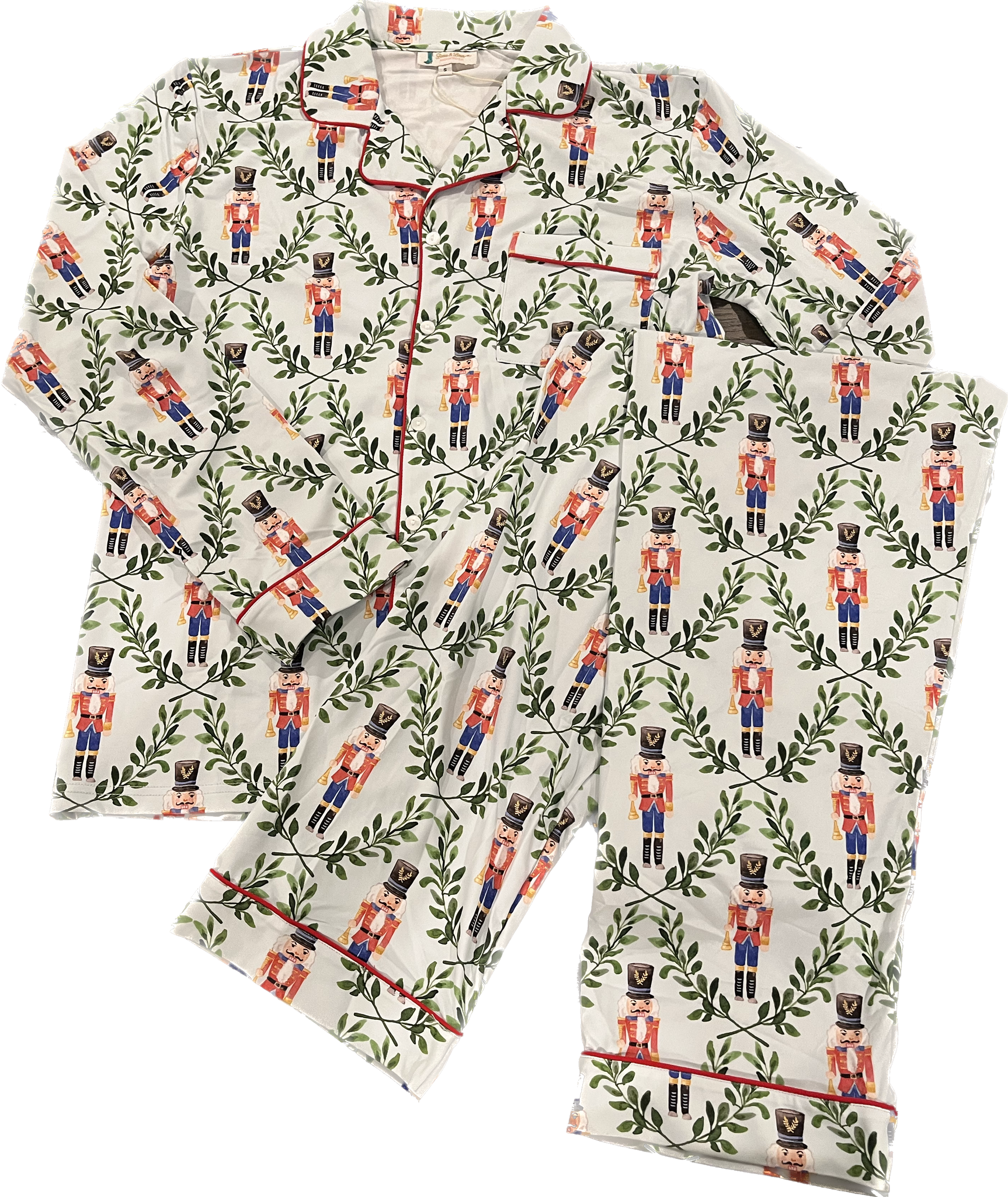 Women's Red Nutcracker Button-up Pajamas - Long