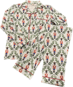 Women's Red Nutcracker Button-up Pajamas - Long