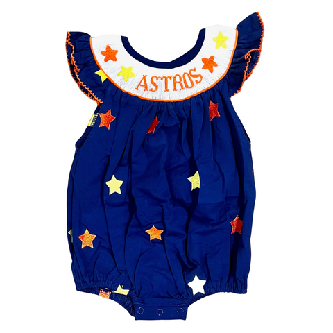 Girls Astros Stars Smocked Bubble