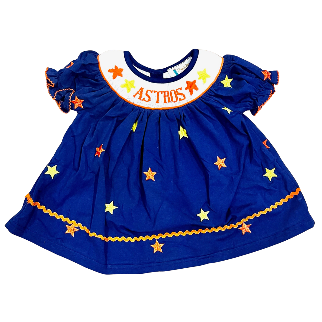 Girls Astros Stars Smocked Dress
