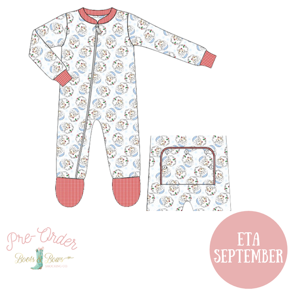 PRE-ORDER: Baby Vintage Blue Santa Footie Pajamas (ETA September)