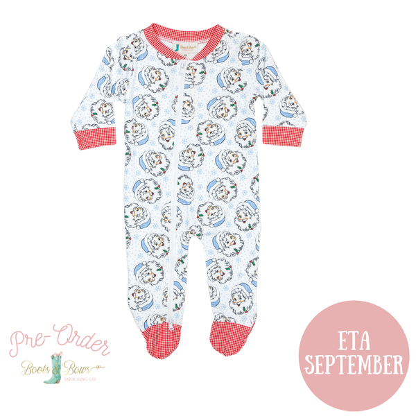 PRE-ORDER: Baby Vintage Blue Santa Footie Pajamas (ETA September)