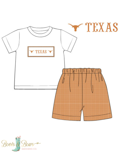 PRE-ORDER: Officially Licensed University of Texas Boys Shorts Set (ETA Early August)