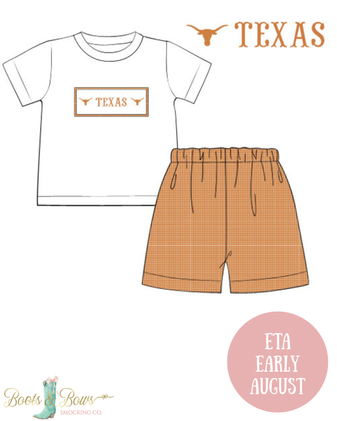 PRE-ORDER: Officially Licensed University of Texas Boys Shorts Set (ETA Early August)