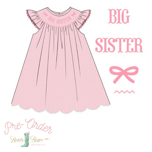 PRE-ORDER: Girls Big Sister Pink Gingham Dress (ETA 8-12 Weeks)