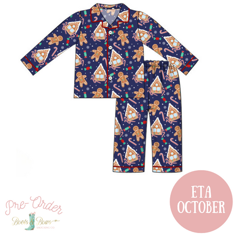 PRE-ORDER: Boys Gingerbread Button-up Pajamas (ETA OCTOBER)