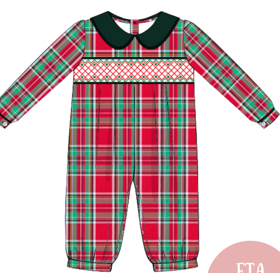 Boys Plaid Smocked Romper