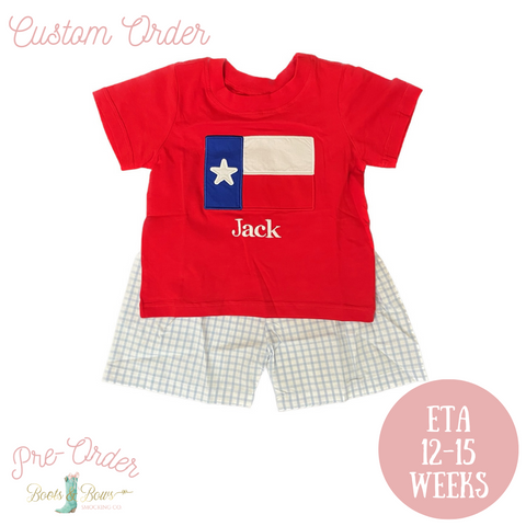 PRE-ORDER: Boys Texas Flag Shorts Set (ETA 12-15 weeks from order date)