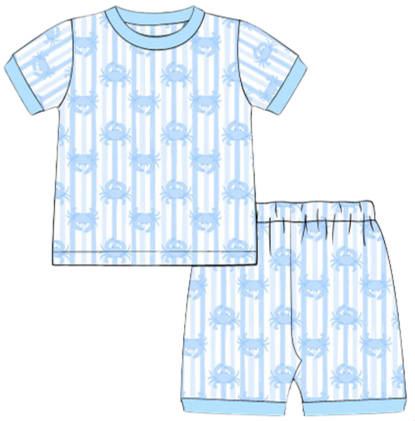 Boys Blue Crab Lounge Shorts Set - Size 6