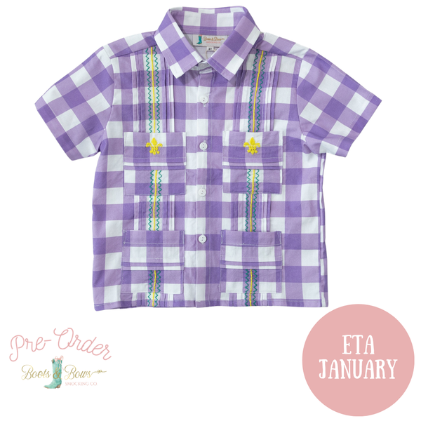 PRE-ORDER: Boys Mardi Gras Guayabera Shirt (ETA January)