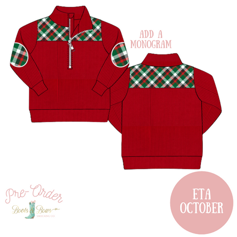 PRE-ORDER: Boys Christmas Corduroy & Plaid Pullover (ETA October)