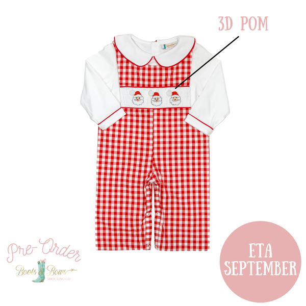 PRE-ORDER: Boys Red Gingham Smocked Santa Jon Jon Set (ETA September)