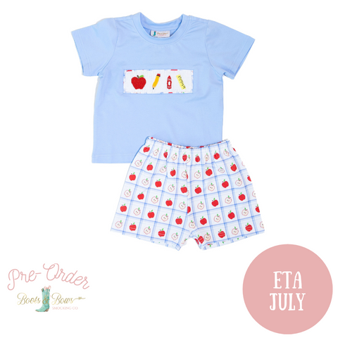 PRE-ORDER: Boys School Days Smocked Shorts Set (ETA July)