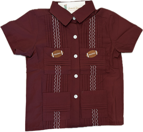 PRE-ORDER: Boys Maroon Gameday Guayabera (ETA August)