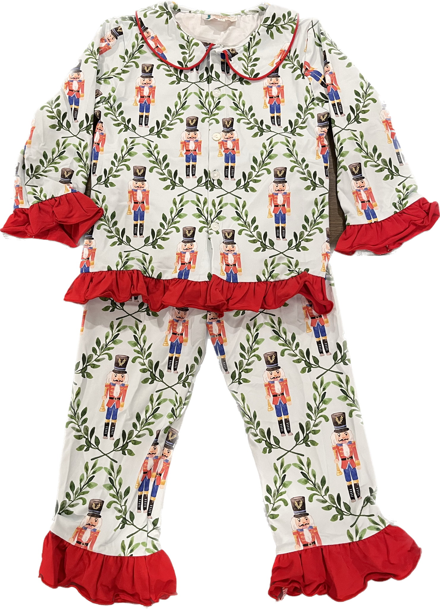Girls Red Nutcracker Button-up Pajamas