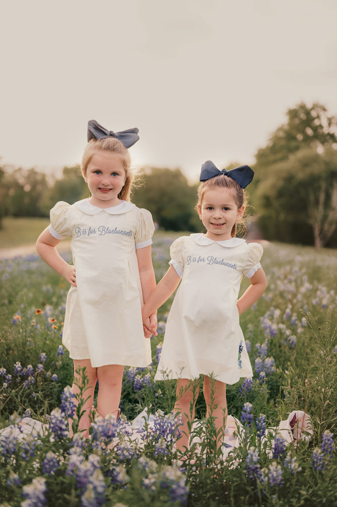 Girls B is for Bluebonnets Dress Boots and Bows Smocking Co. Girls B is for Bluebonnets Dress Boots and Bows Smocking Co.
