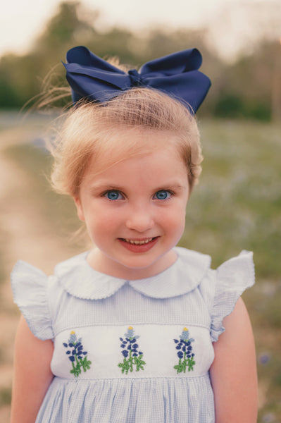 PRE-ORDER: Girls Gingham Smocked Bluebonnet Dress (ETA January)