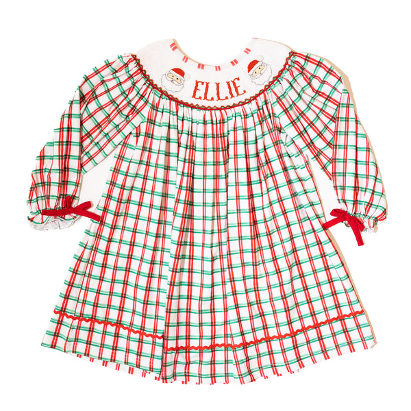 PRE-ORDER: Girls Custom Smocked Santa Dress (ETA September)