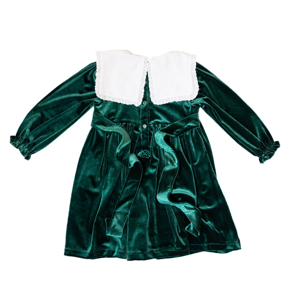Girls Green Velvet Nativity Dress