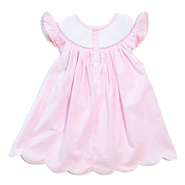 Girls Smocked Big Sister Pink Gingham Dress
