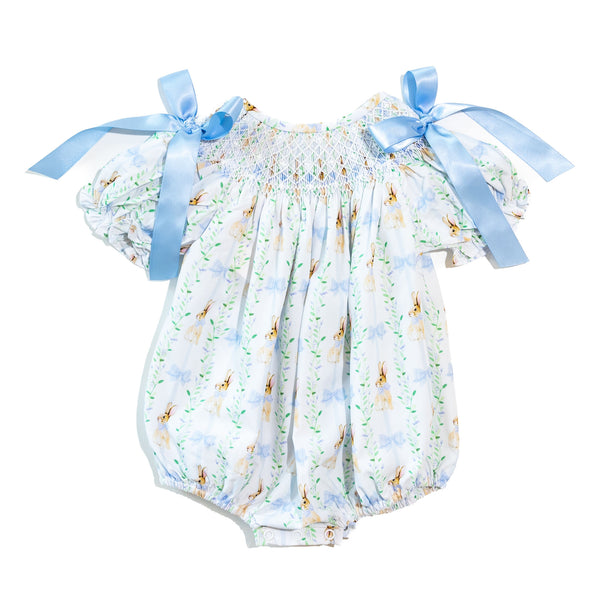 Girls Smocked Peter Rabbit Bow Bubble