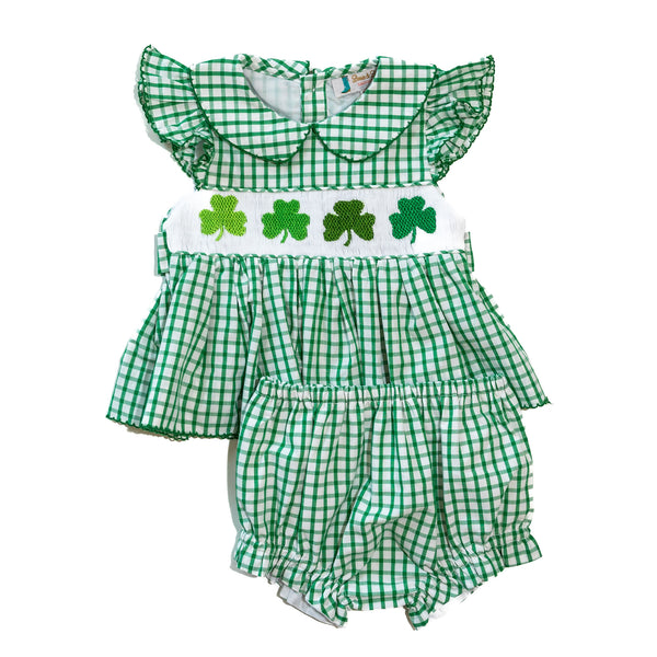 PRE-ORDER: Girls Smocked Shamrock Diaper Set (ETA January)