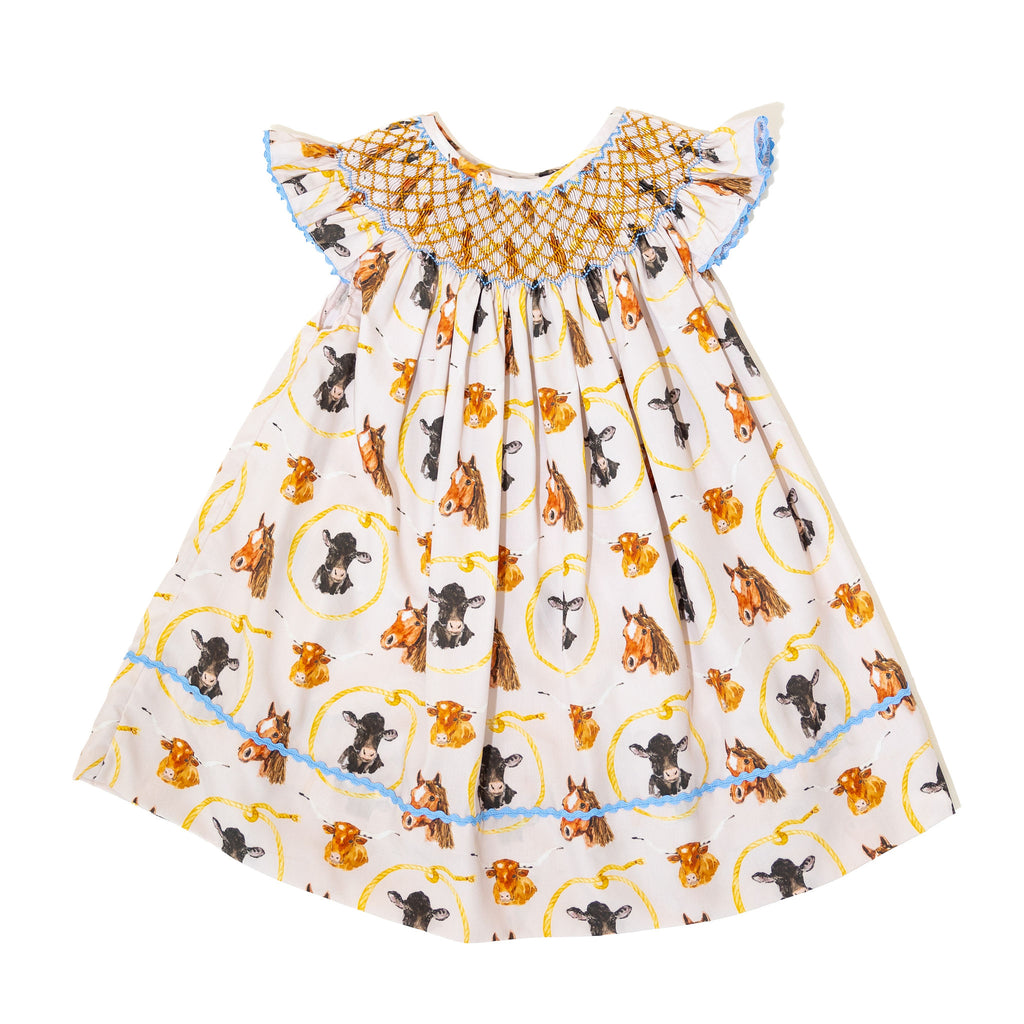 Girls Let's Rodeo Smocked Lattice Dress 2T Girls Let's Rodeo Smocked Lattice Dress 2T