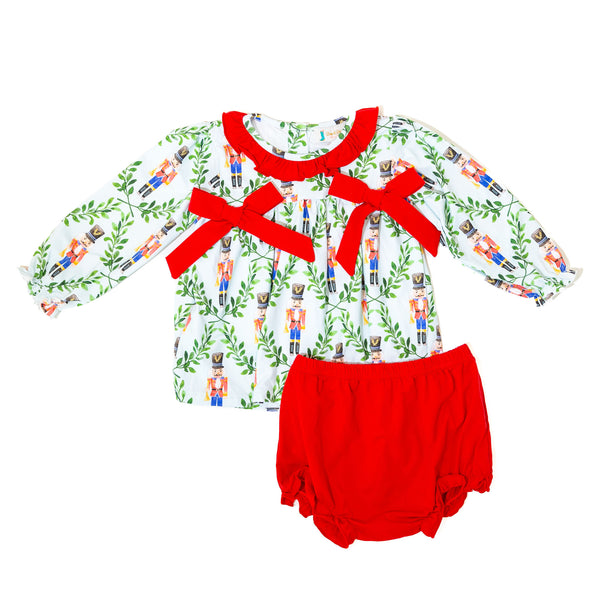Girls Red Nutcracker Diaper Set