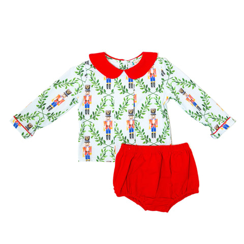 Boys Red Nutcracker & Red Knit Bloomers Set
