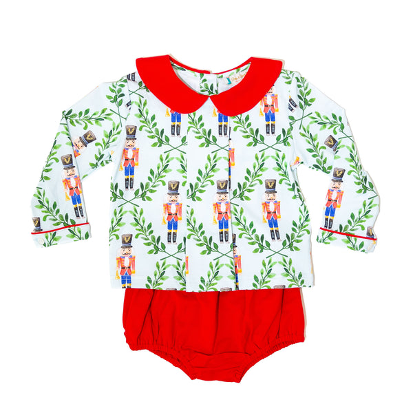 Boys Red Nutcracker & Red Knit Bloomers Set