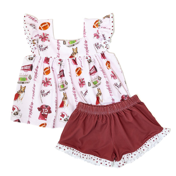 Girls Texas A&M Aggie Spirit Shorts Set (Officially Licensed)