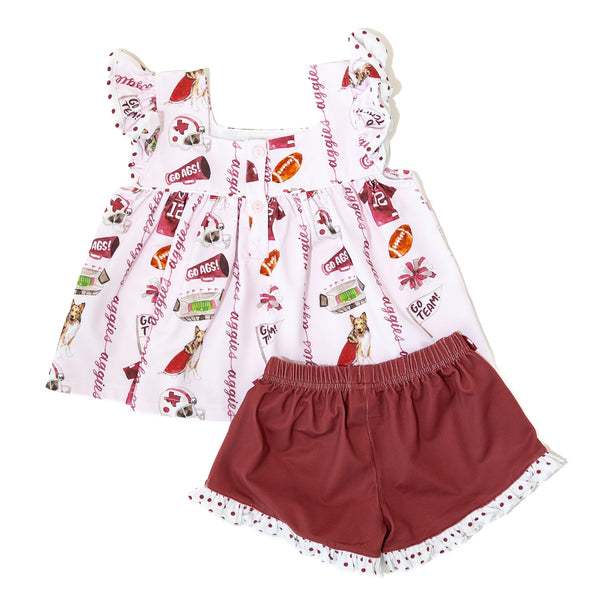 Girls Texas A&M Aggie Spirit Shorts Set (Officially Licensed)