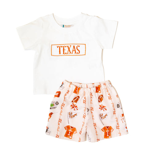 Boys University of Texas Gameday Spirit Smocked Shorts Set