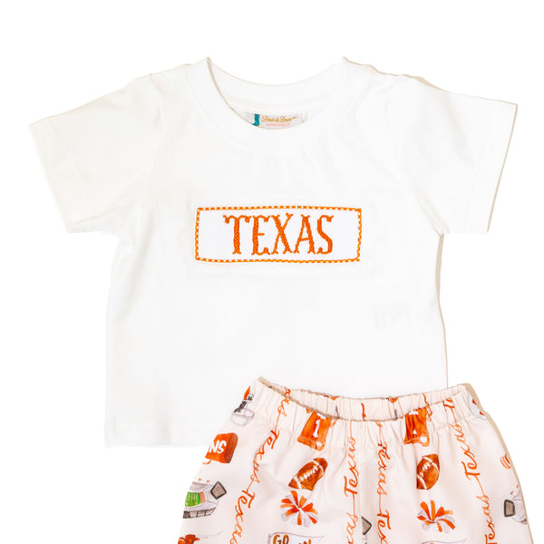 Boys University of Texas Gameday Spirit Smocked Shorts Set